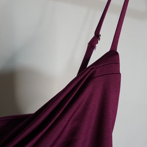 NEW Oh Polly Forever and Always Asymmetric Ruched Midi Dress - Purple - Picture 9 of 10